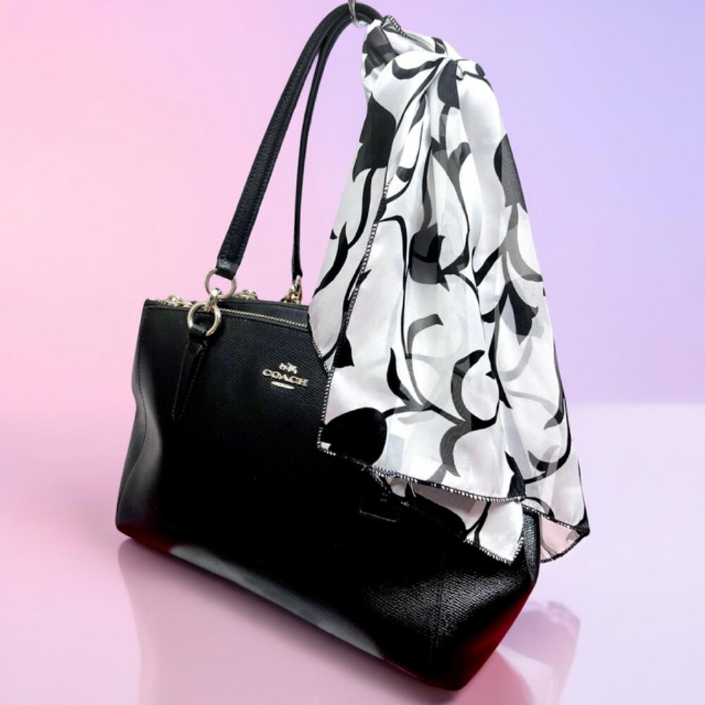 Handcrafted Coach New York Black Leather Shoulder/Handbag + Silk Scarf(44) - Picture 3 of 16